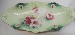 Beautiful R.S. Prussia hand painted dish and hand painted serving set.