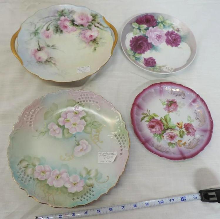 Antique hand painted plates, 2 are hand signed.