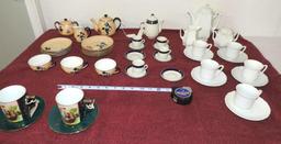 15 piece Noritake childs tea set, Blue / white childs tea set and unmarked white tea set.