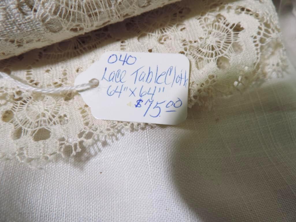 Large lot of lace tableclothes and embroidery.