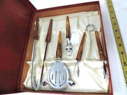 5 piece bakelite bartending set with box.