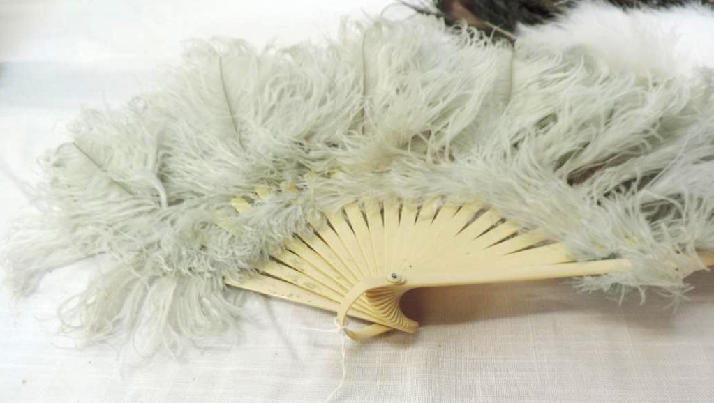 2 vintage feathered fans.