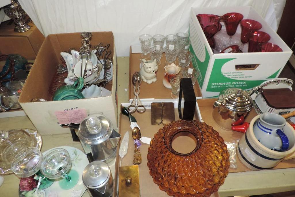 Huge lot of antique collectibles and glassware.