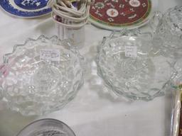 Pair of (America) candle holders, KC baking powder advertising book and collectible glassware.