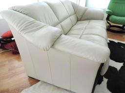 Ekornes Stressless white leather couch.
