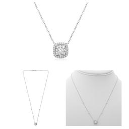 Stunning White Gold 14k Halo Diamond Necklace