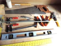 Large assortment of hand tools.