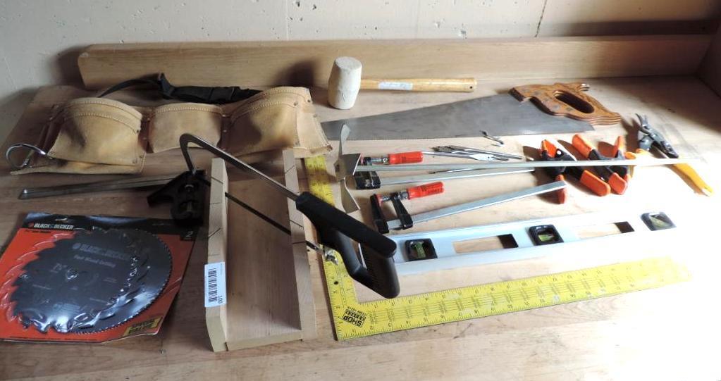 Large assortment of hand tools.