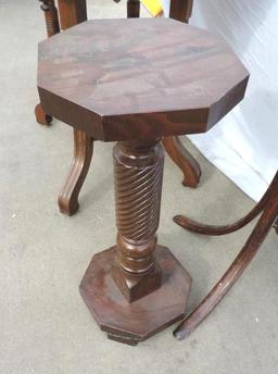 Antique side table, plant stand and coat rack.