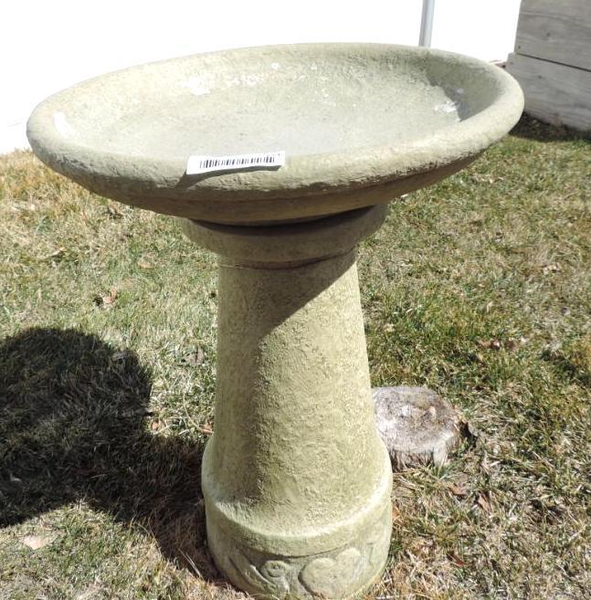 Stone birdbath.