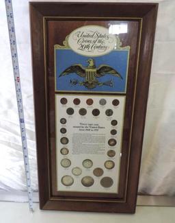 United States coins of the 20th century display.