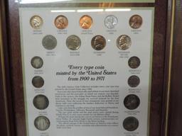 United States coins of the 20th century display.