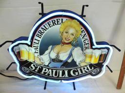 St. Pauli Girl neon sign.