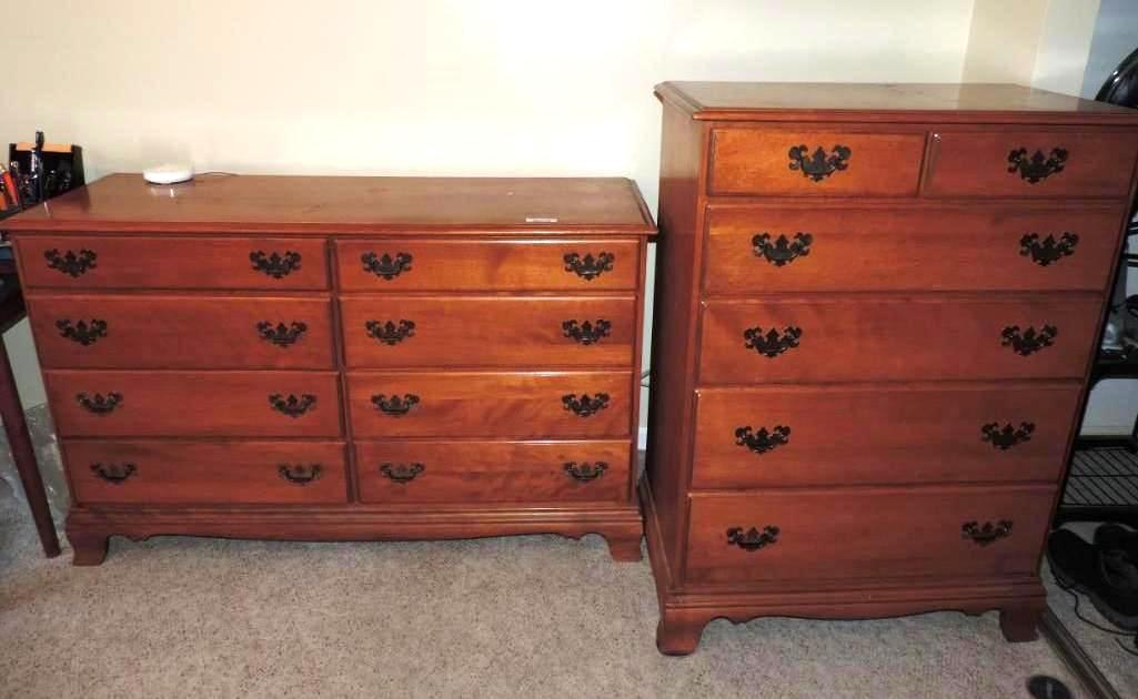 Haywood Wakefield 8 drawer dresser with matching tall chest.