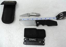 Kershaw 1600, Gerber 600 pocket knife and GMC multitool.