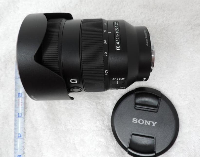 Sony FE 4/24-105 G OSS E-mount camera lens.