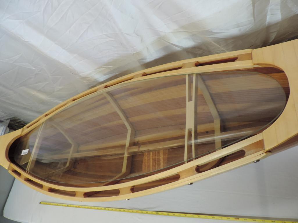 Gorgeous hand made canoe coffee table.