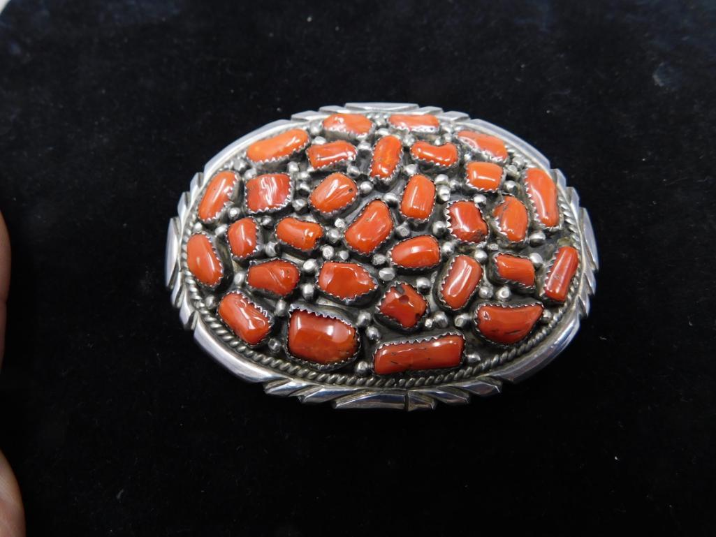 Native red Coral belt buckle