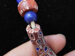 Venetian Millefiori and Chevron trade bead necklace