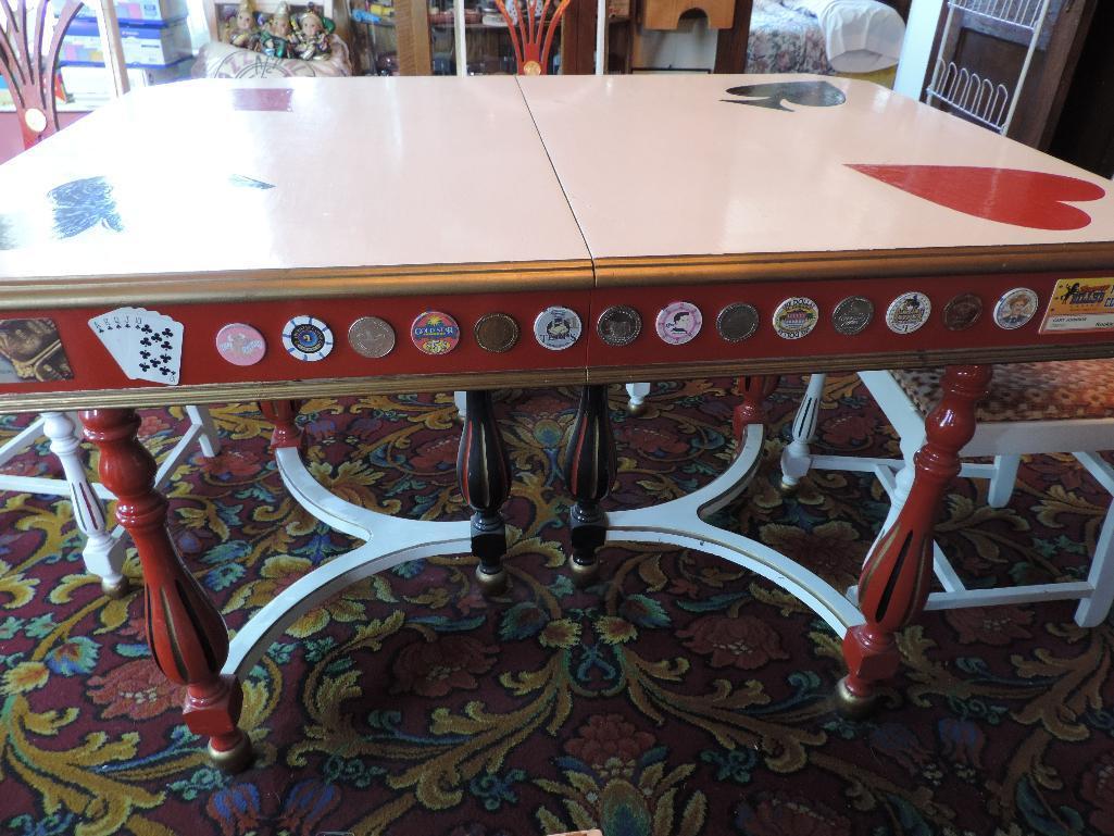 Custom made gaming table with 4 chairs.