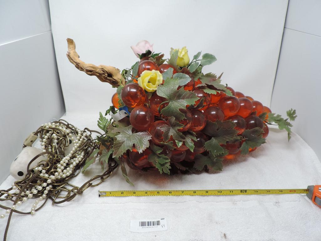 Vintage glass fruit hanging light fixture.