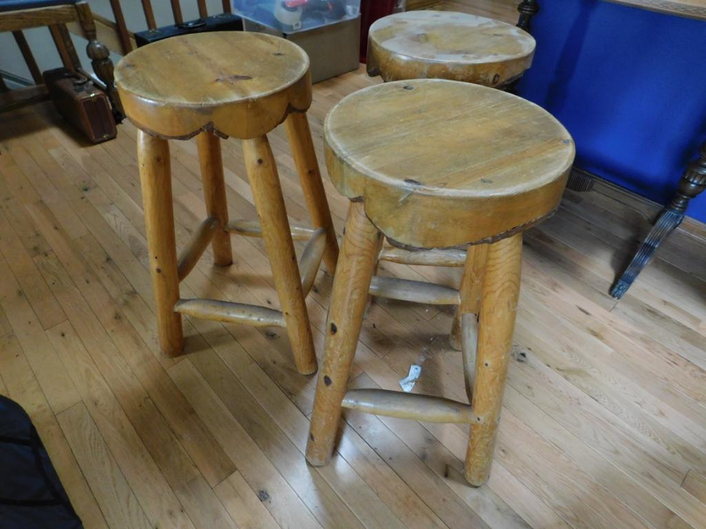 Rustic pine log bar stools