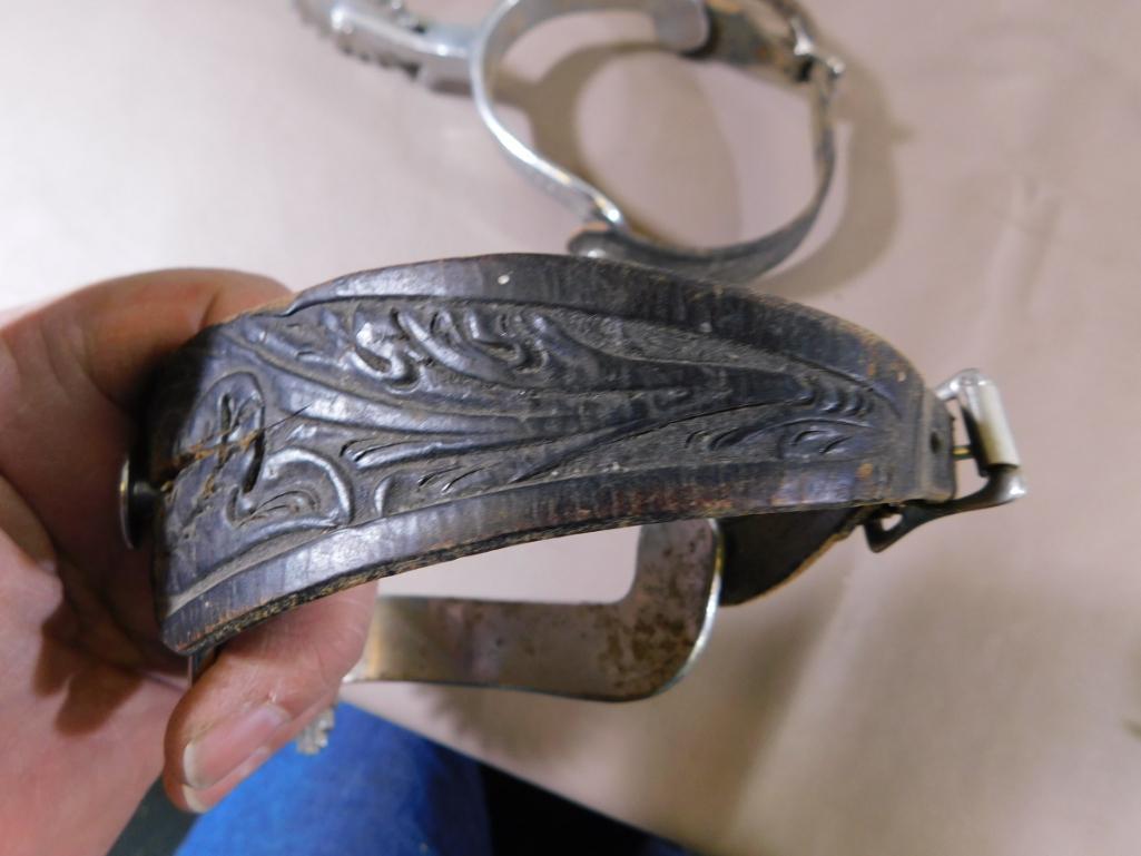 Marked California style large rowel spurs