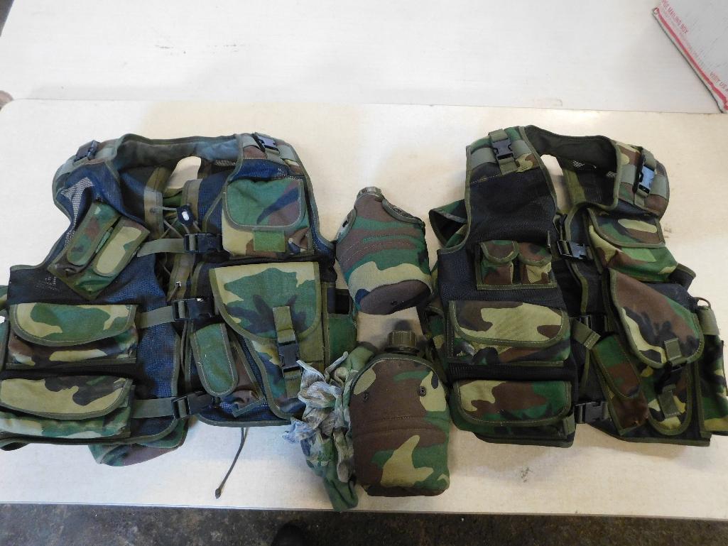 Camo load bearing vests and tactical gear