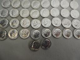 50 1963 silver Philadelphia BU dimes.