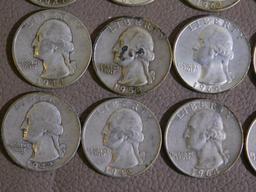 Twenty Pre 1965 Washington quarters