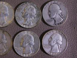 Twenty Pre 1965 Washington quarters