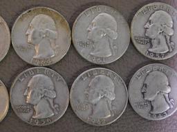 Twenty Pre 1965 Washington quarters