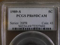1987-S & 1989-S graded Jefferson Nickels