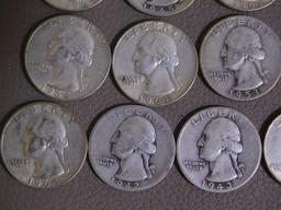 Twenty Pre 1965 Washington quarters