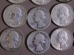 Twenty Pre 1965 Washington quarters