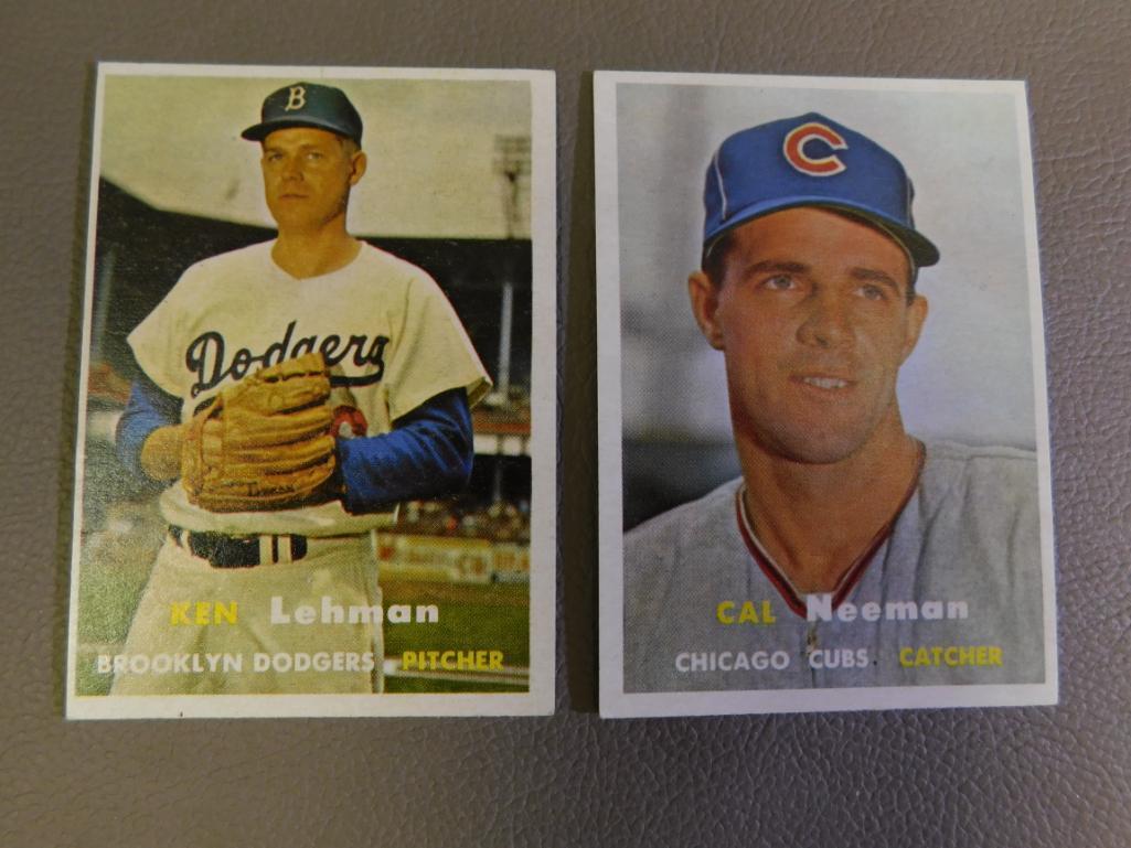 1957 Topps #366 Kenneth Lehman and # 353 Calvin Neeman baseball cards