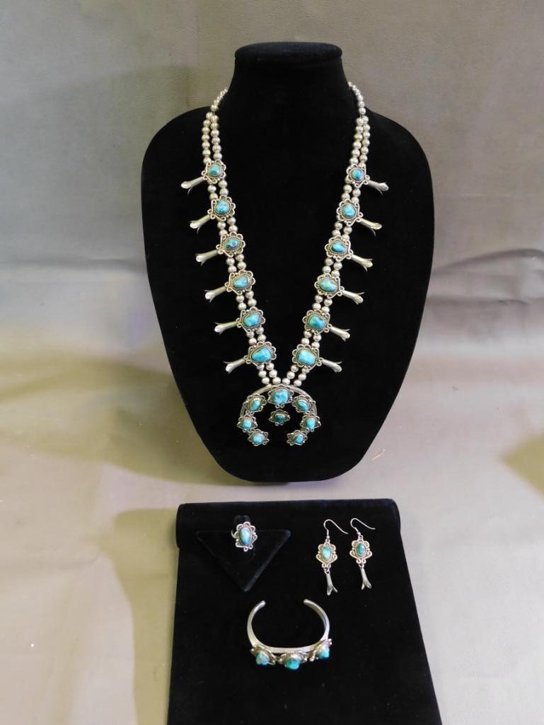 Absolutely incredible Native Squash blossom jewelry set