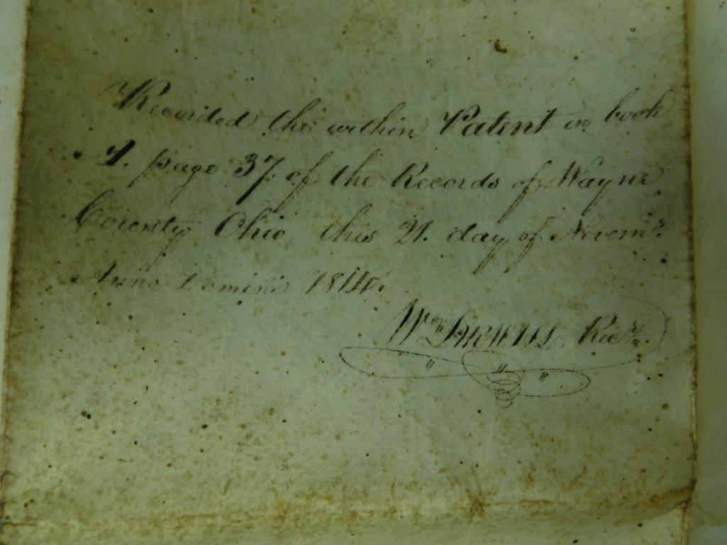 1814 James Madison Presidential signed land office deed