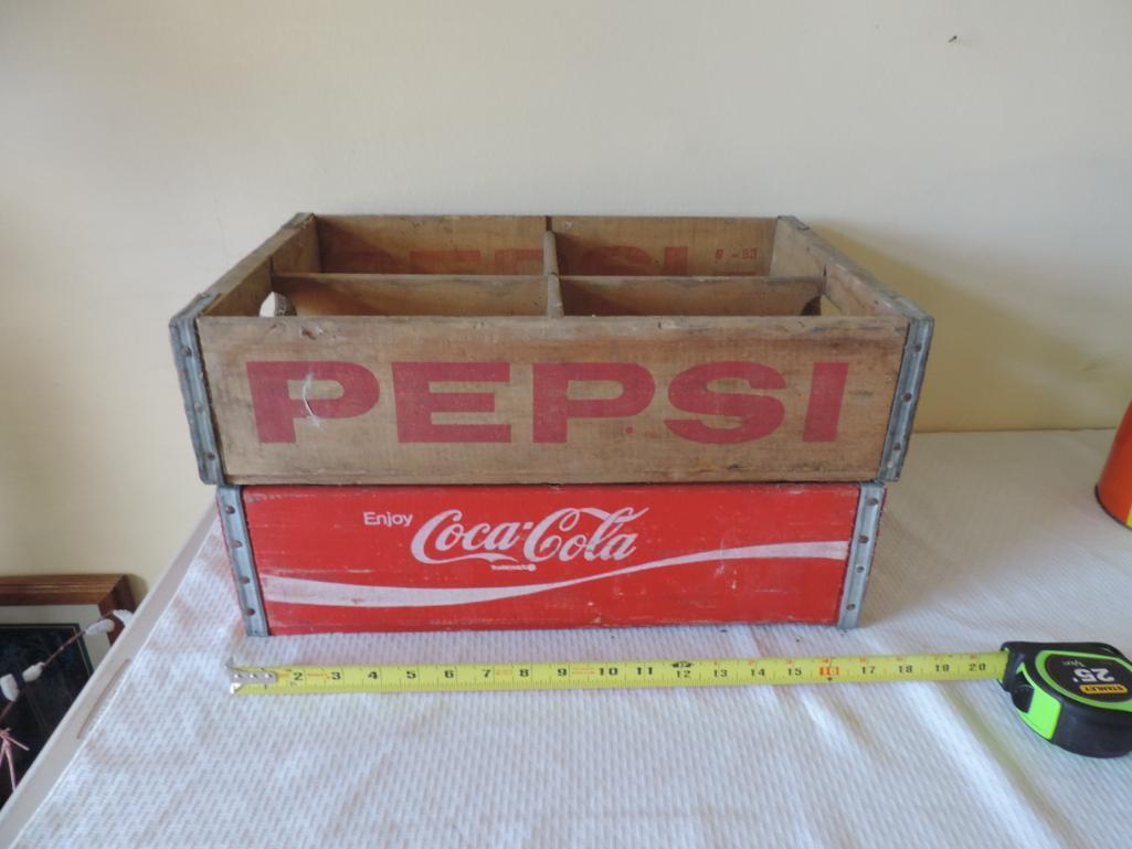 Vintage Soda crates & Cheingo butterfly trash can.