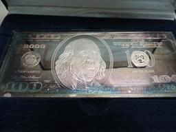 AHS 4oz .999 silver one hundred dollar bill.