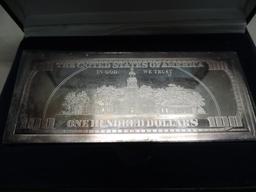 AHS 4oz .999 silver one hundred dollar bill.