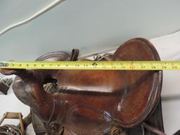 Ornate 1940's 15" High back saddle.