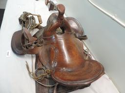 Ornate 1940's 15" High back saddle.