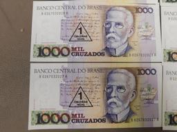 1000 Mil Cruzados bank note bills