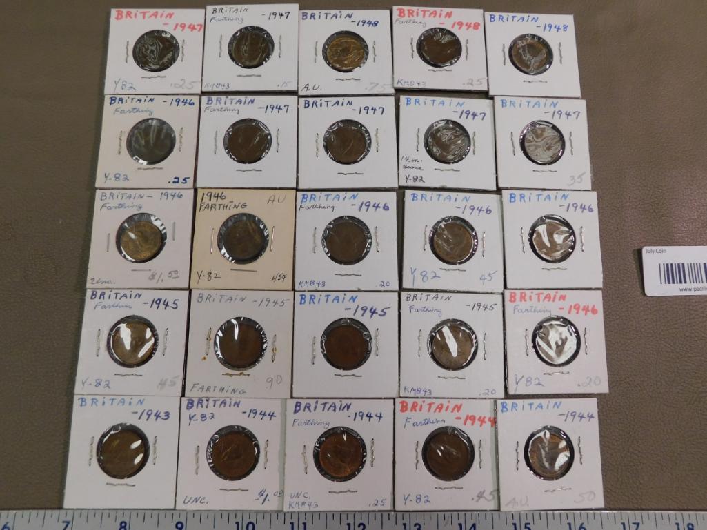 British Farthing coins