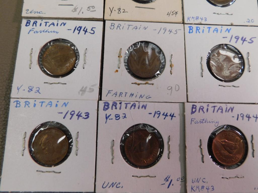 British Farthing coins