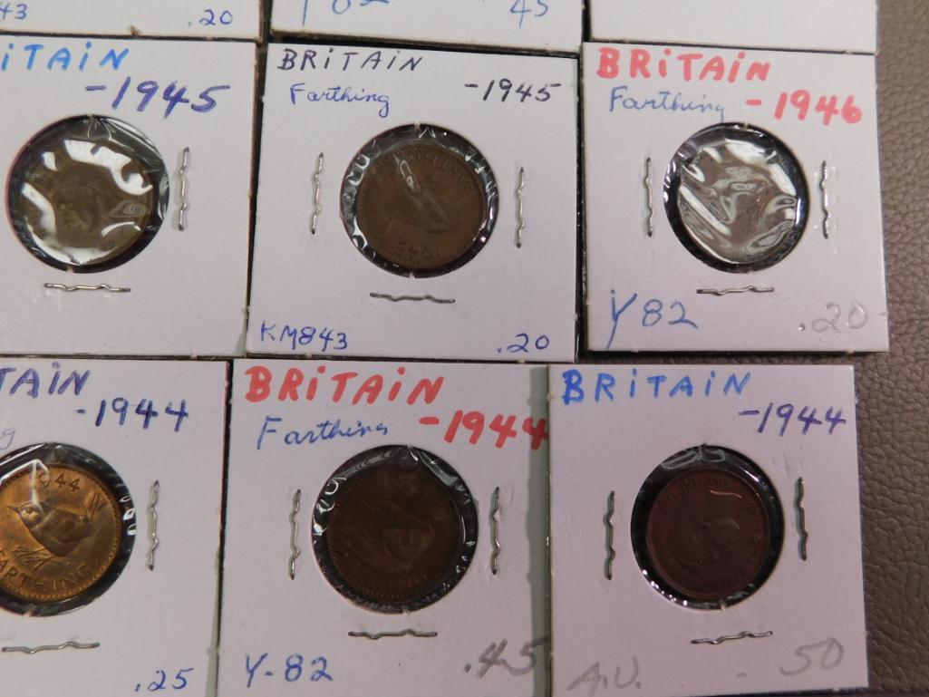 British Farthing coins