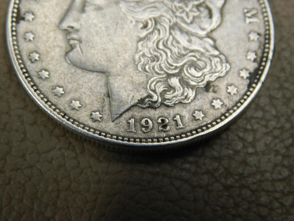 1921 Morgan silver dollar coin