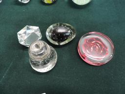 Art glass paperweights and crystal.