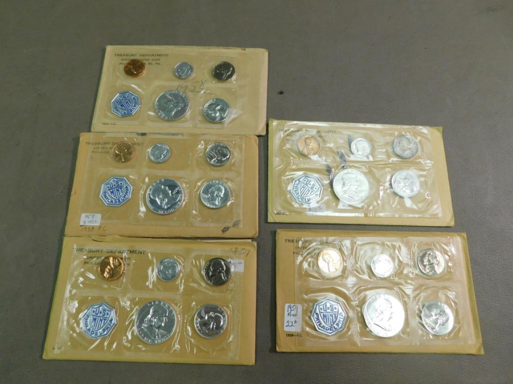 Five 1950's-1960s coin proof sets